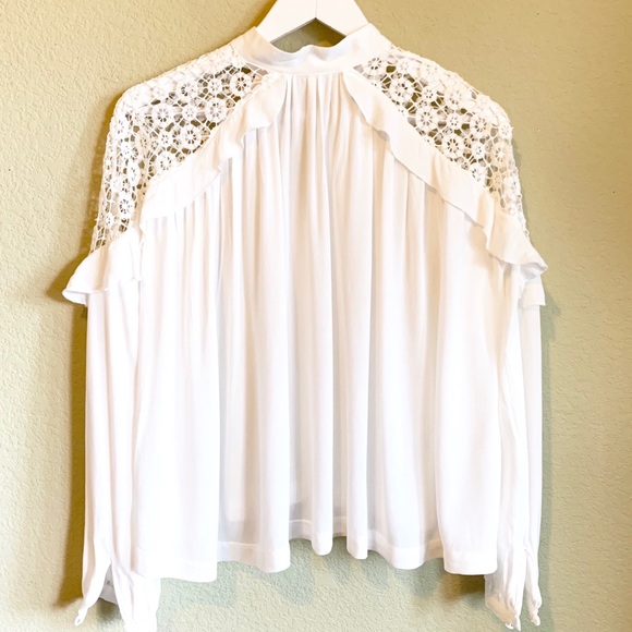 FREE PEOPLE Crochet Knit Shoulders White Blouse - Picture 4 of 8